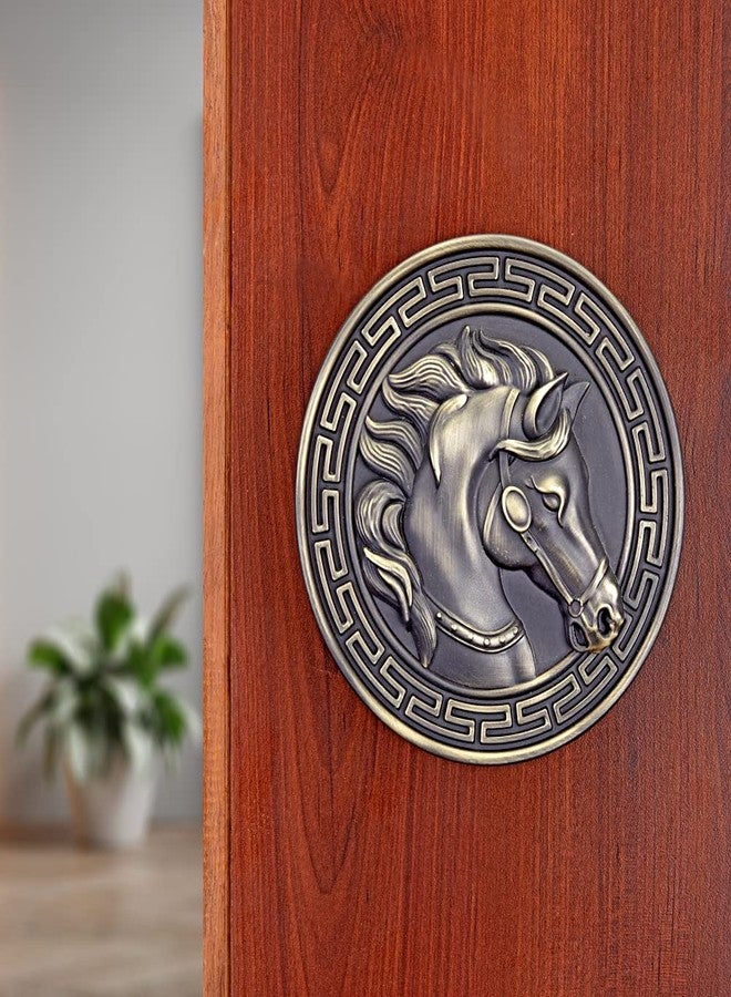 LAPO Horse Main Door Handle, Door Handles for Main Door, Wooden & Glass Door Pull Handle, Door Hardware (4 inches, Round Diameter 5 inch-Pack of 1) Antique Finish | 3 Years Warranty - Image 1